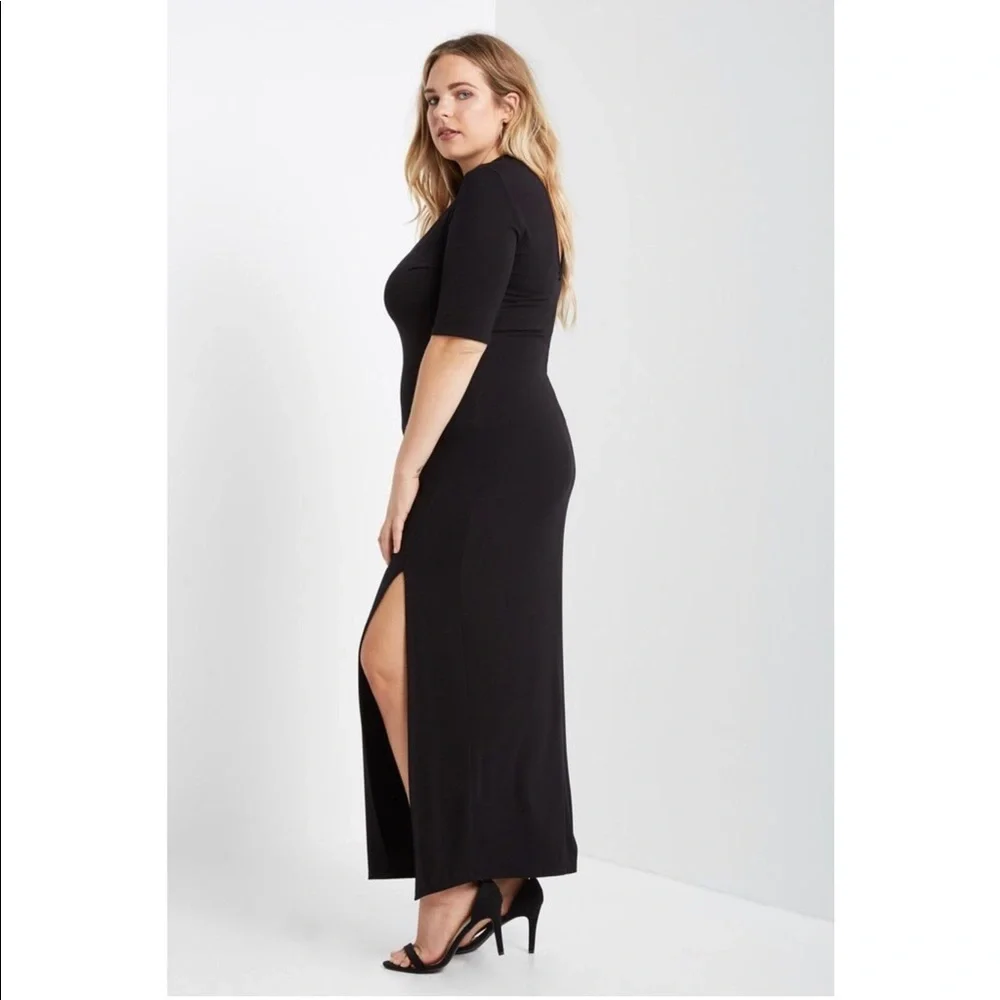 Black Choker V-neck Side Slit Maxi Dress